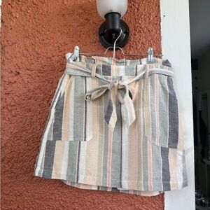 American Eagle Outfitters Size Medium Paper Bag Skirt Striped Tie Cotton Linen